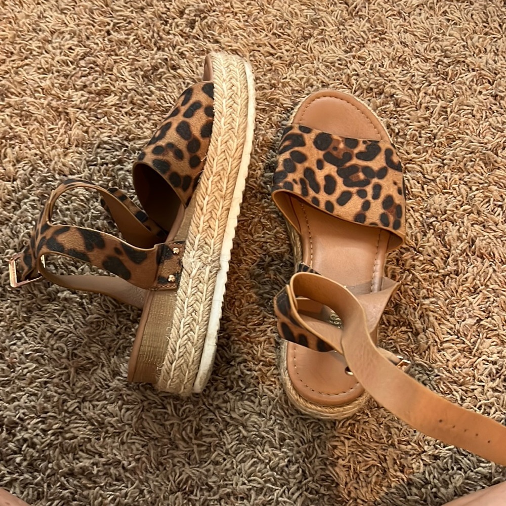 Cheetah platform sandals